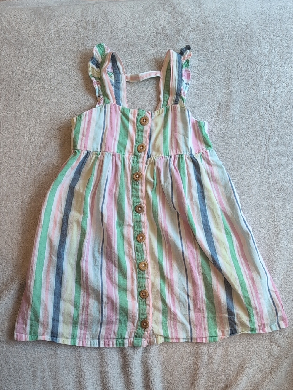 Ruffle Butts Pastel Multi-Stripe Dress in Pink, Mint, Blue, Yellow